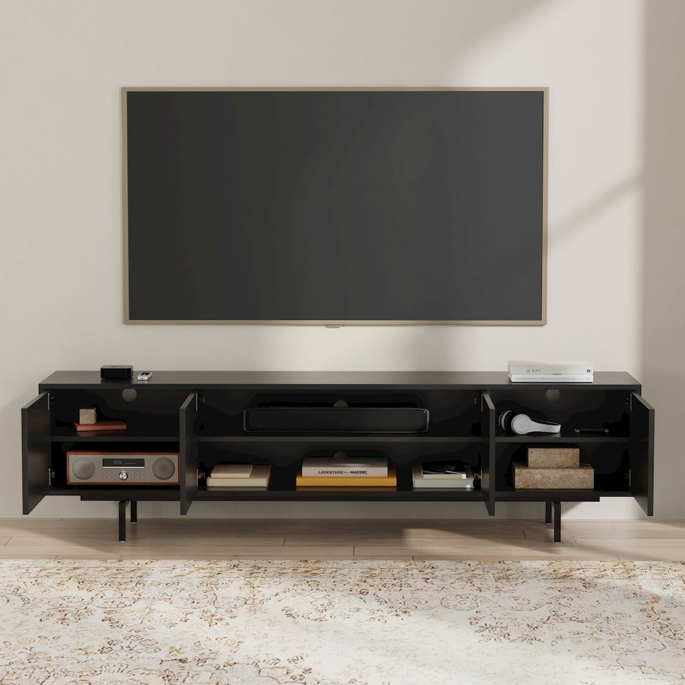 Graysen Black Laminate 4 Door TV Console. Picture 9