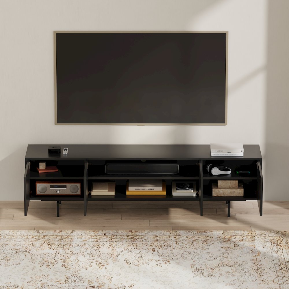 Graysen Black Laminate 4 Door TV Console. Picture 8