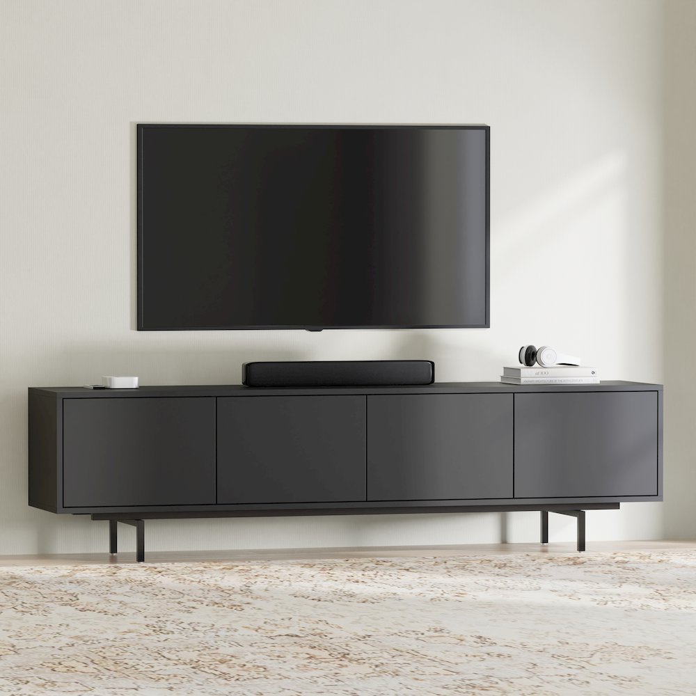Graysen Black Laminate 4 Door TV Console. Picture 10