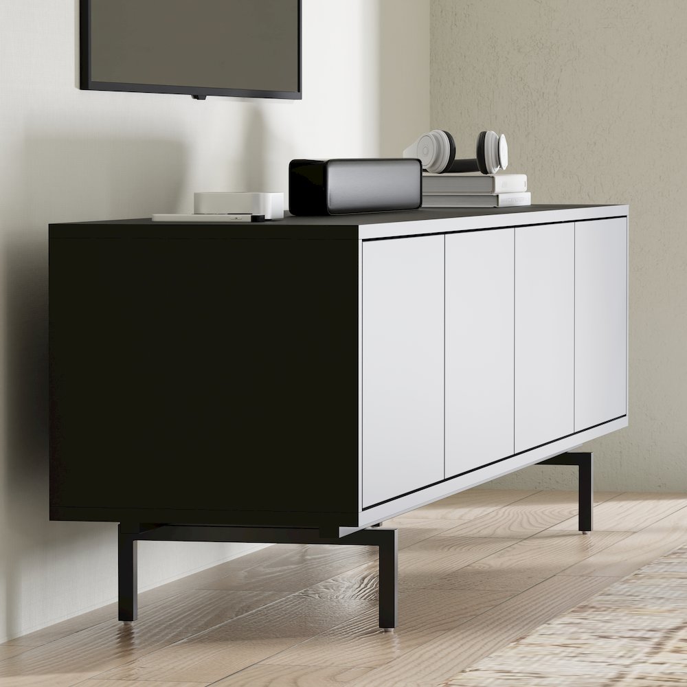 Graysen Black Laminate 4 Door TV Console. Picture 12