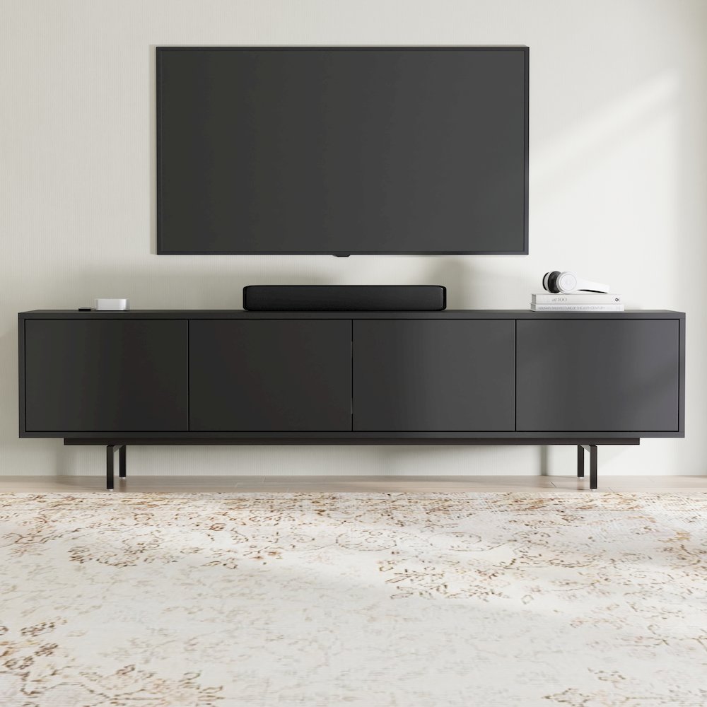 Graysen Black Laminate 4 Door TV Console. Picture 15