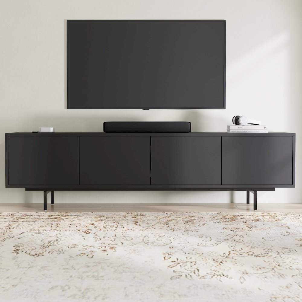 Graysen Black Laminate 4 Door TV Console. Picture 18