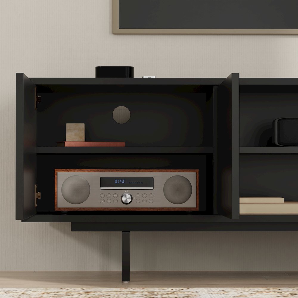 Graysen Black Laminate 4 Door TV Console. Picture 16