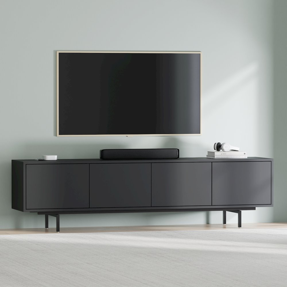 Graysen Black Laminate 4 Door TV Console. Picture 19