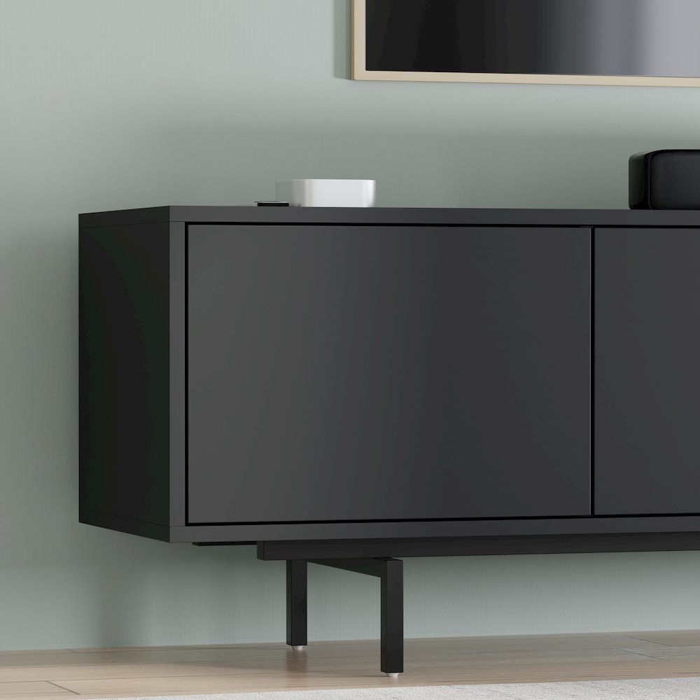 Graysen Black Laminate 4 Door TV Console. Picture 20