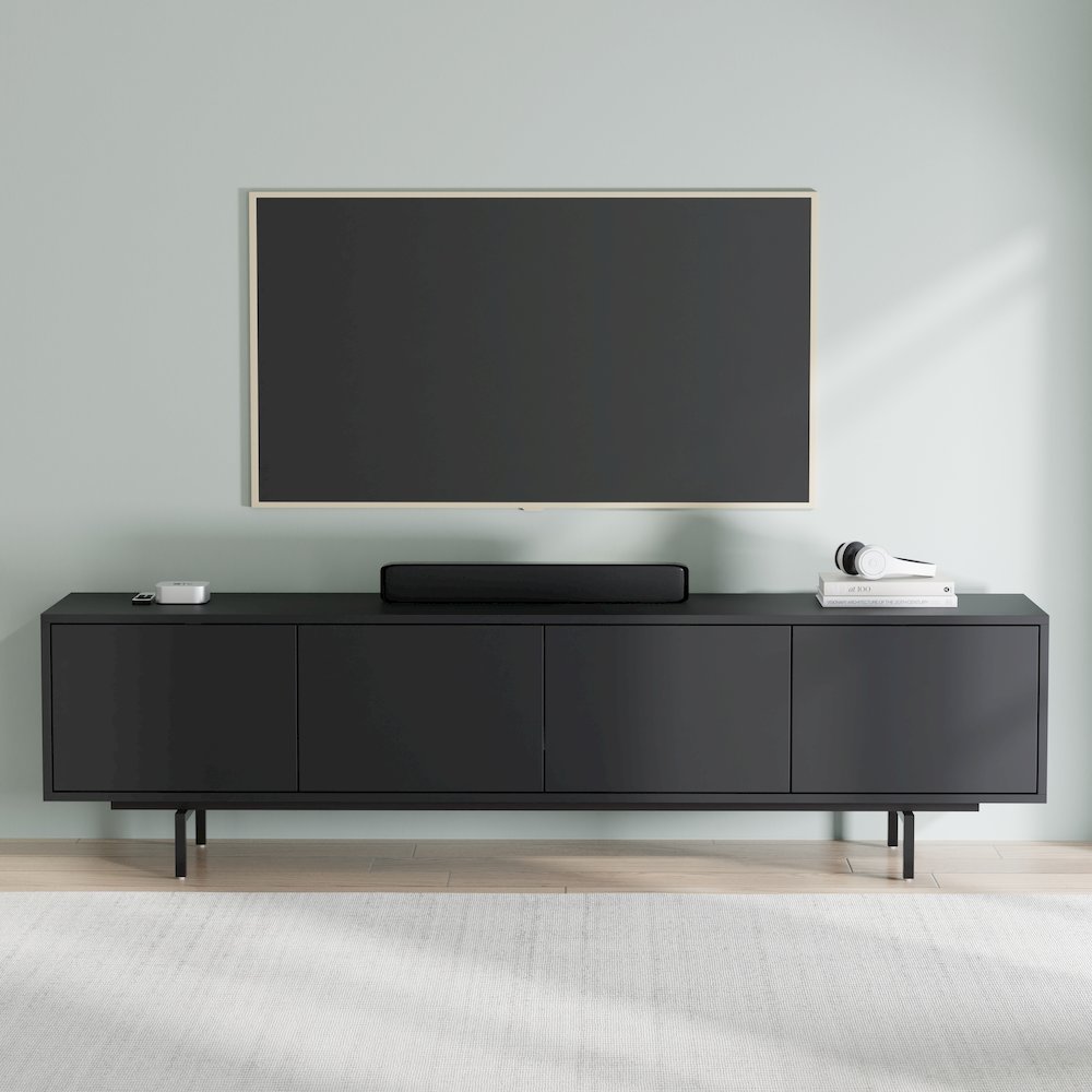 Graysen Black Laminate 4 Door TV Console. Picture 23