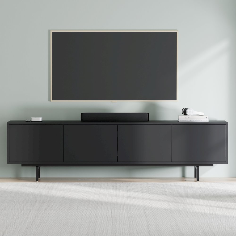 Graysen Black Laminate 4 Door TV Console. Picture 22