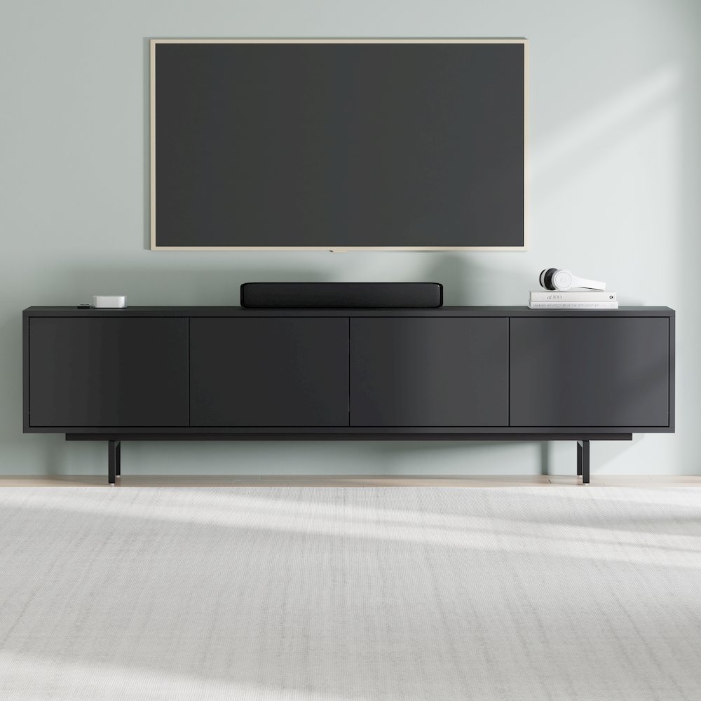 Graysen Black Laminate 4 Door TV Console. Picture 24