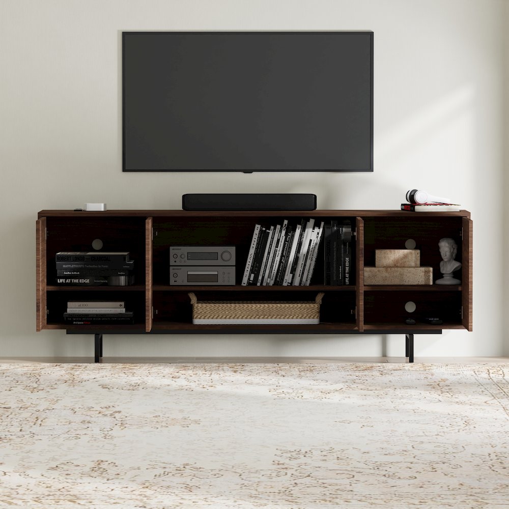 Graysen Walnut Laminate 4 Door TV Console. Picture 11