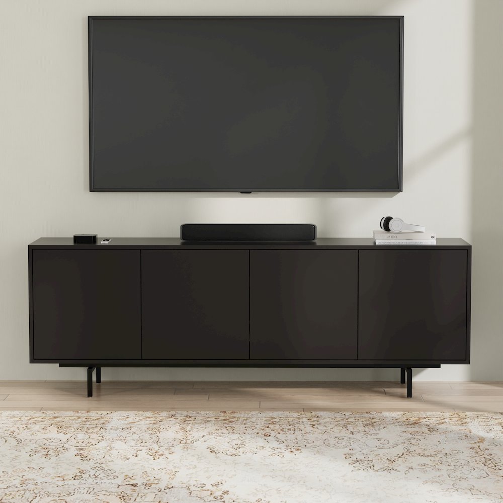Graysen Black Laminate 4 Door TV Console. Picture 7