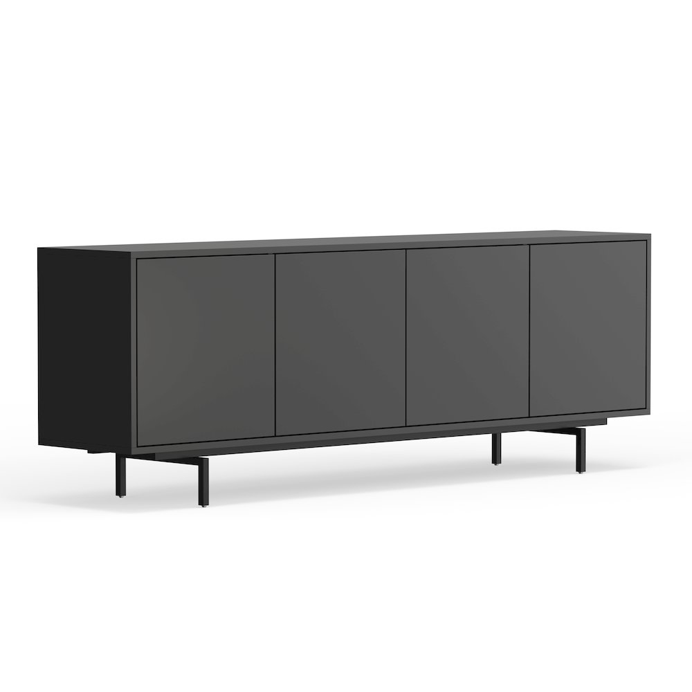 Graysen Black Laminate 4 Door TV Console. Picture 1