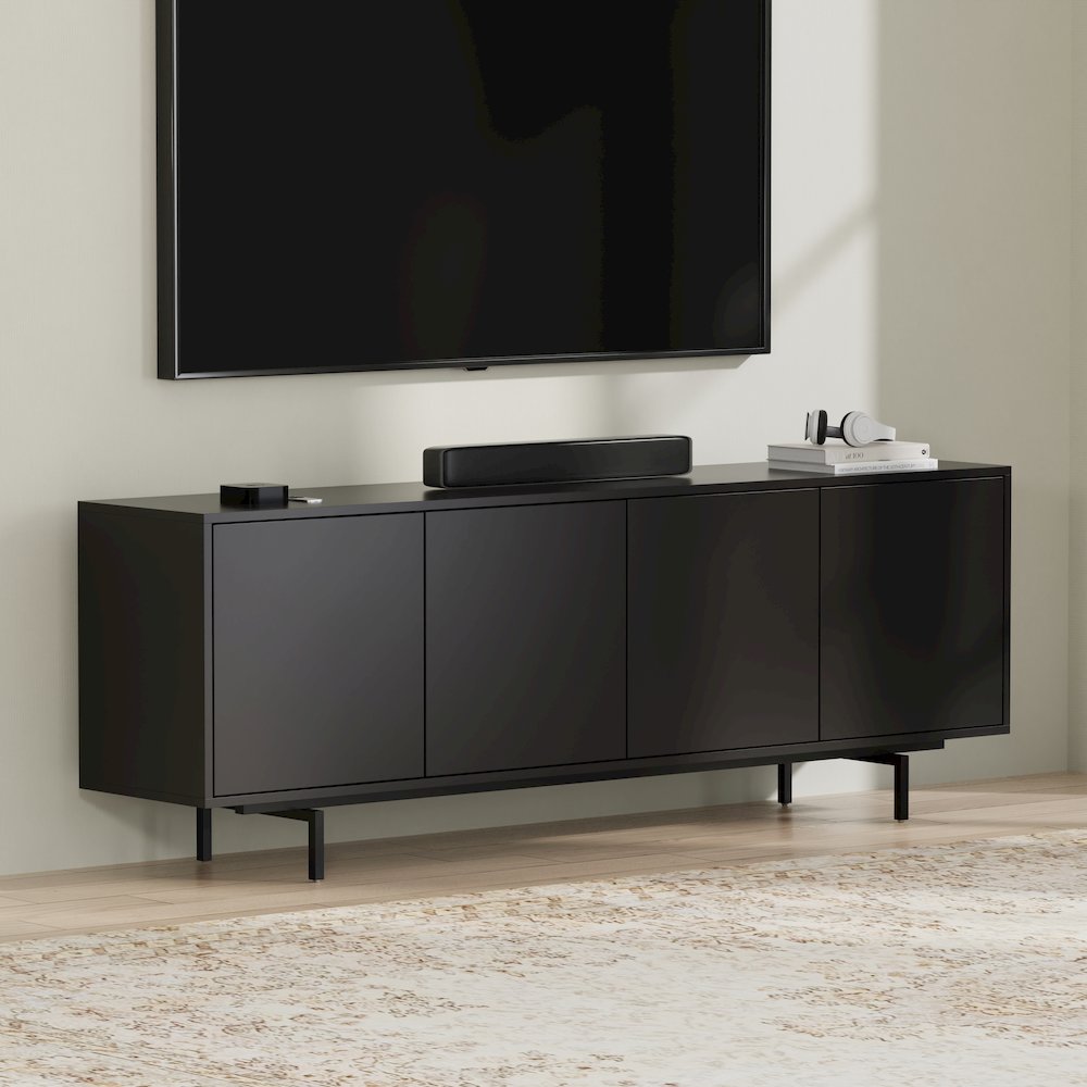 Graysen Black Laminate 4 Door TV Console. Picture 8