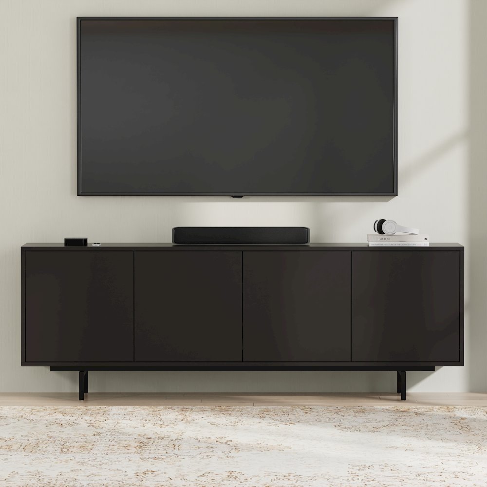 Graysen Black Laminate 4 Door TV Console. Picture 9