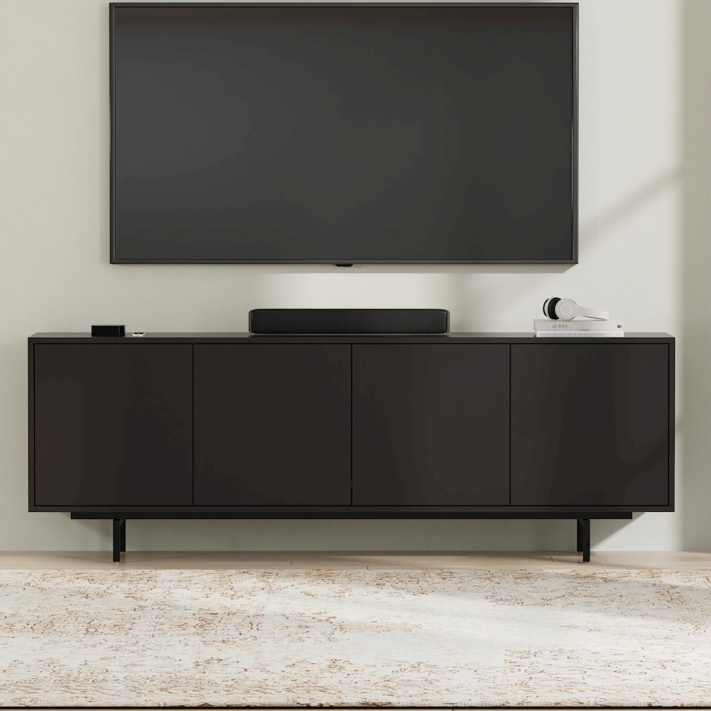 Graysen Black Laminate 4 Door TV Console. Picture 10