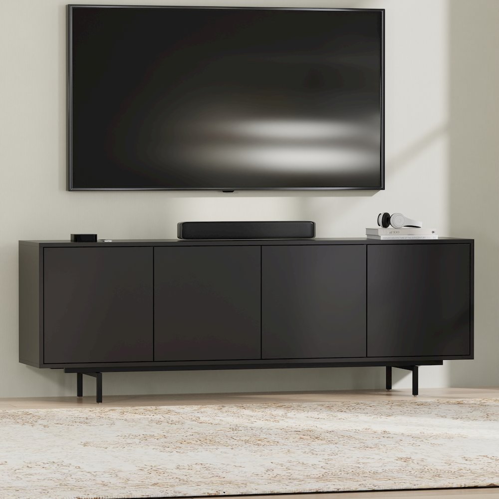 Graysen Black Laminate 4 Door TV Console. Picture 11