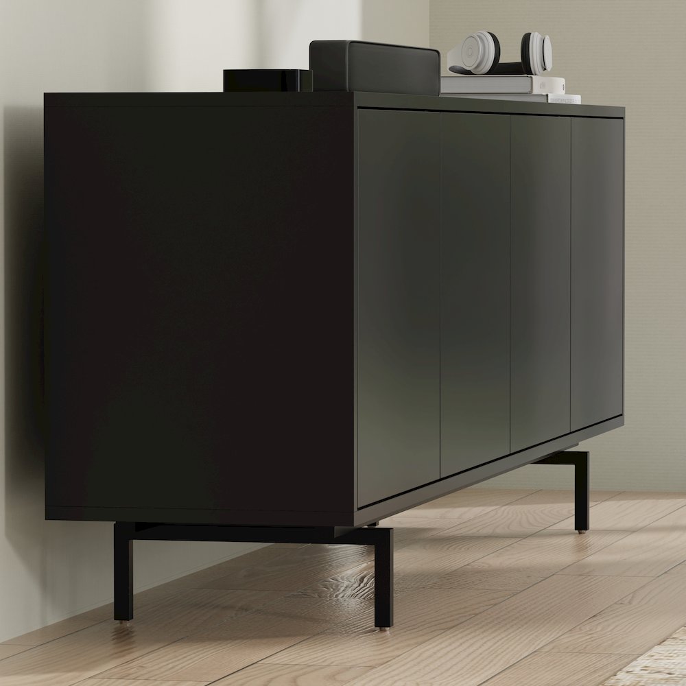 Graysen Black Laminate 4 Door TV Console. Picture 13