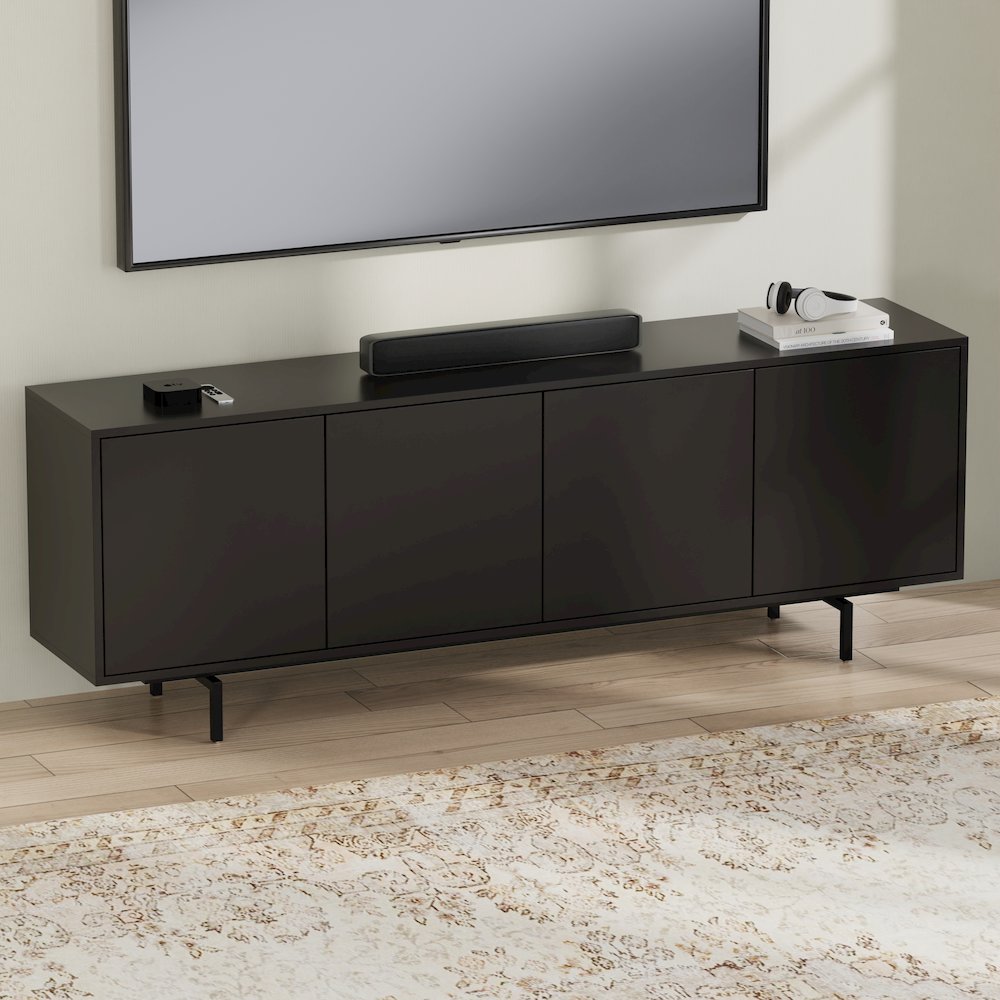 Graysen Black Laminate 4 Door TV Console. Picture 14