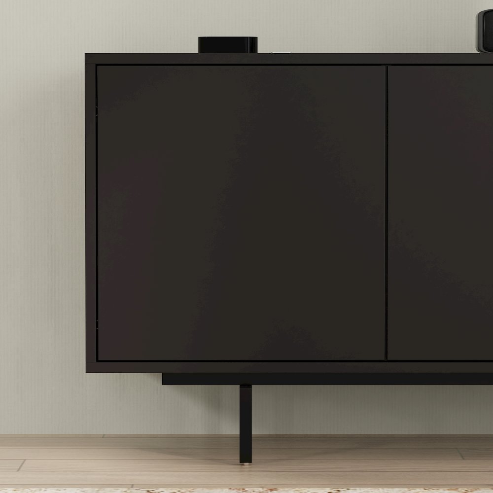 Graysen Black Laminate 4 Door TV Console. Picture 15