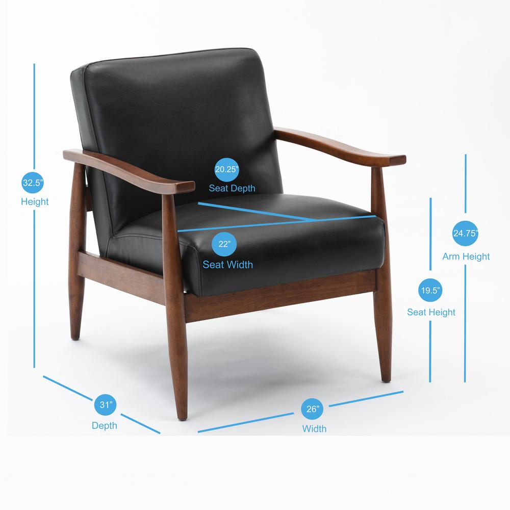 Austin Black Leather Gel Wooden Base Accent Chair. Picture 2