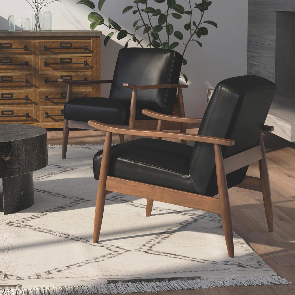 Austin Black Leather Gel Wooden Base Accent Chair. Picture 3