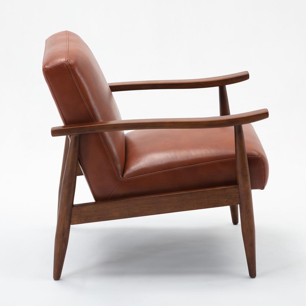 Austin Caramel Leather Gel Wooden Base Accent Chair. Picture 7