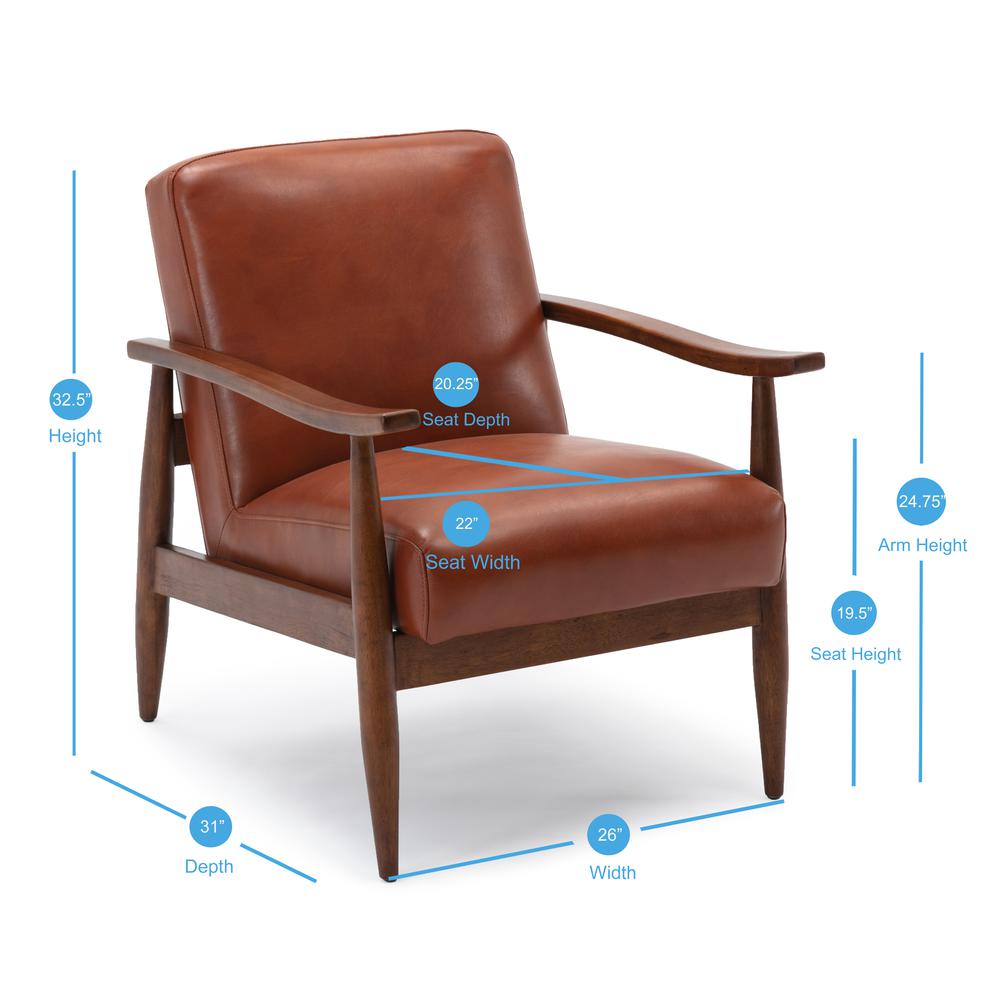 Austin Caramel Leather Gel Wooden Base Accent Chair. Picture 2