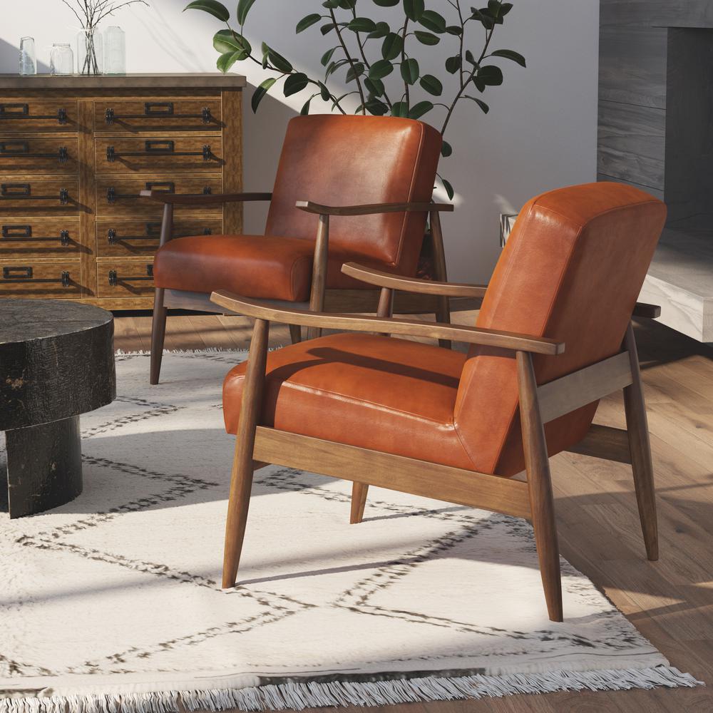 Austin Caramel Leather Gel Wooden Base Accent Chair. Picture 3