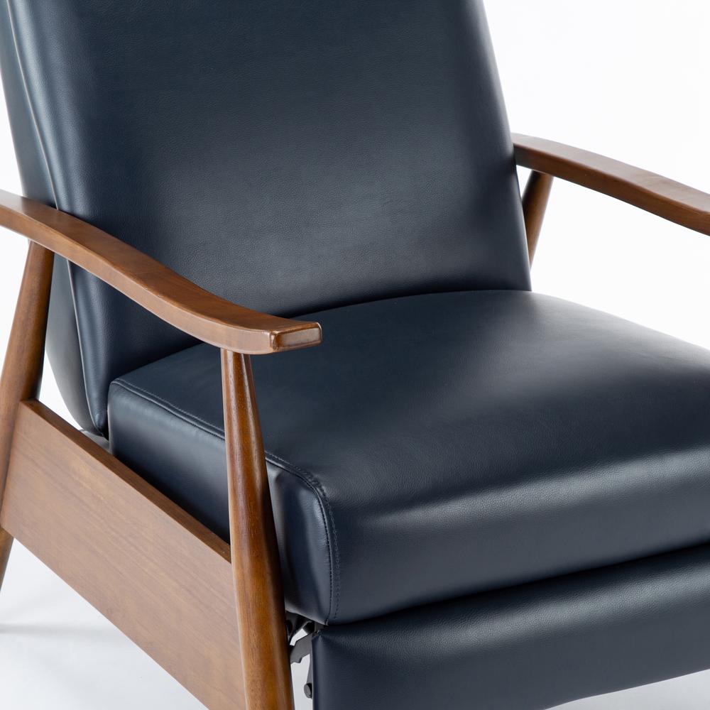 Solaris Wood Arm Push Back Recliner - Midnight Blue. Picture 4