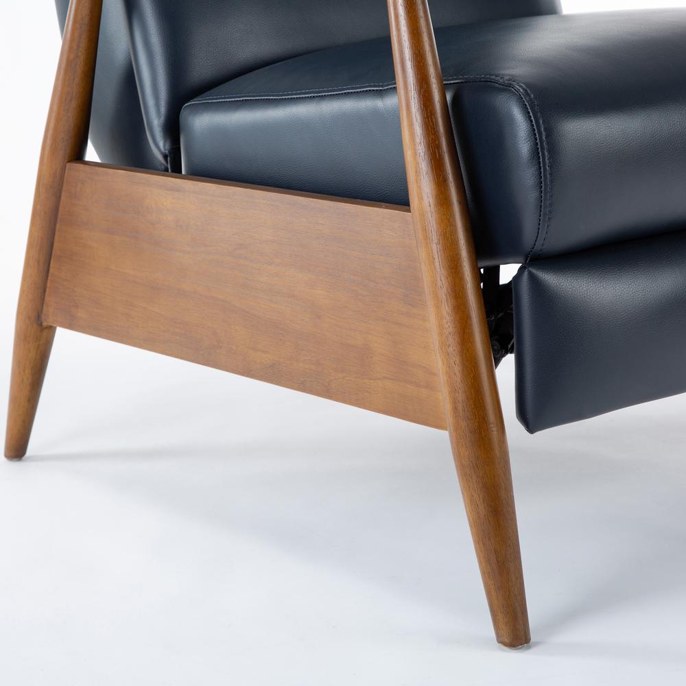 Solaris Wood Arm Push Back Recliner - Midnight Blue. Picture 5