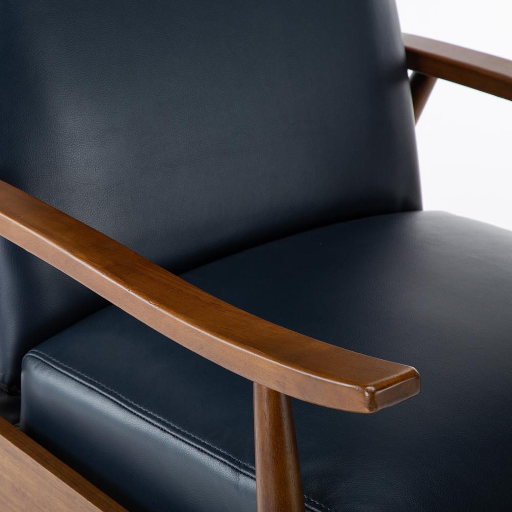 Solaris Wood Arm Push Back Recliner - Midnight Blue. Picture 6