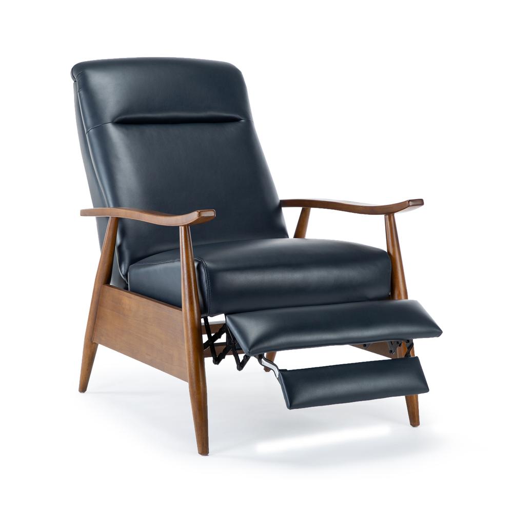 Solaris Wood Arm Push Back Recliner - Midnight Blue. Picture 10