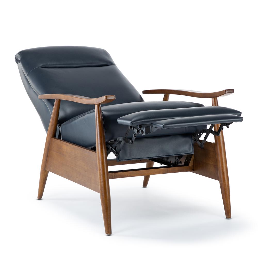 Solaris Wood Arm Push Back Recliner - Midnight Blue. Picture 11