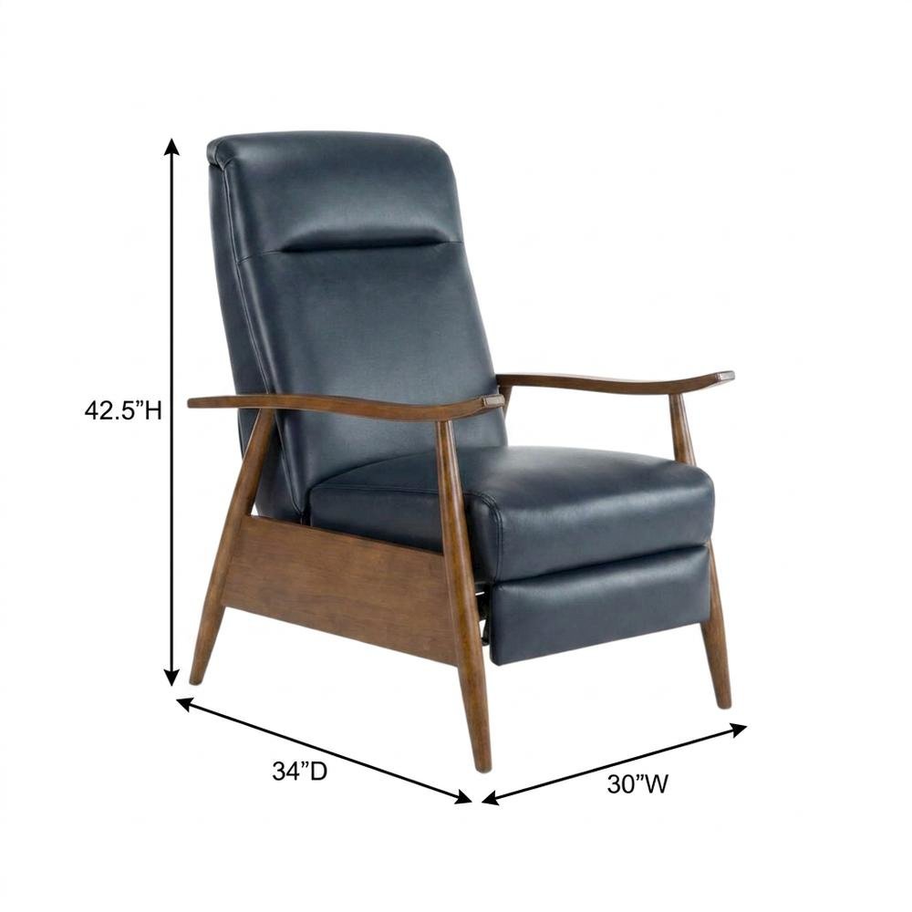 Semi-Leather Push Back Manual Recliner Chair with Wood Arms for Living Room. Picture 5
