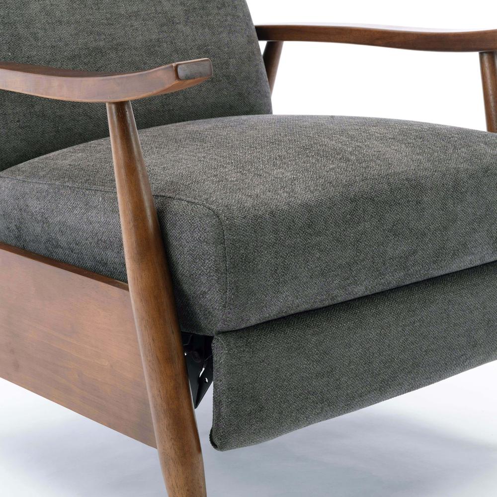 Soren Wood Arm Push Back Recliner - Charcoal. Picture 4
