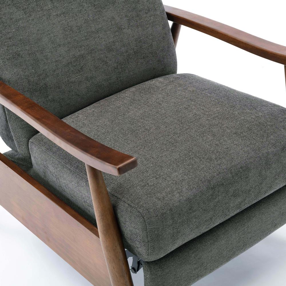 Soren Wood Arm Push Back Recliner - Charcoal. Picture 6