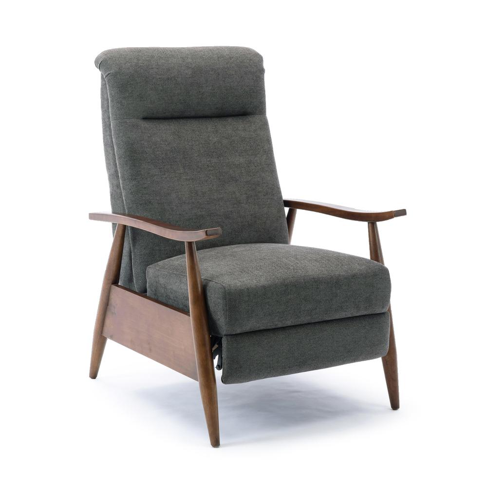 Soren Wood Arm Push Back Recliner - Charcoal. Picture 1