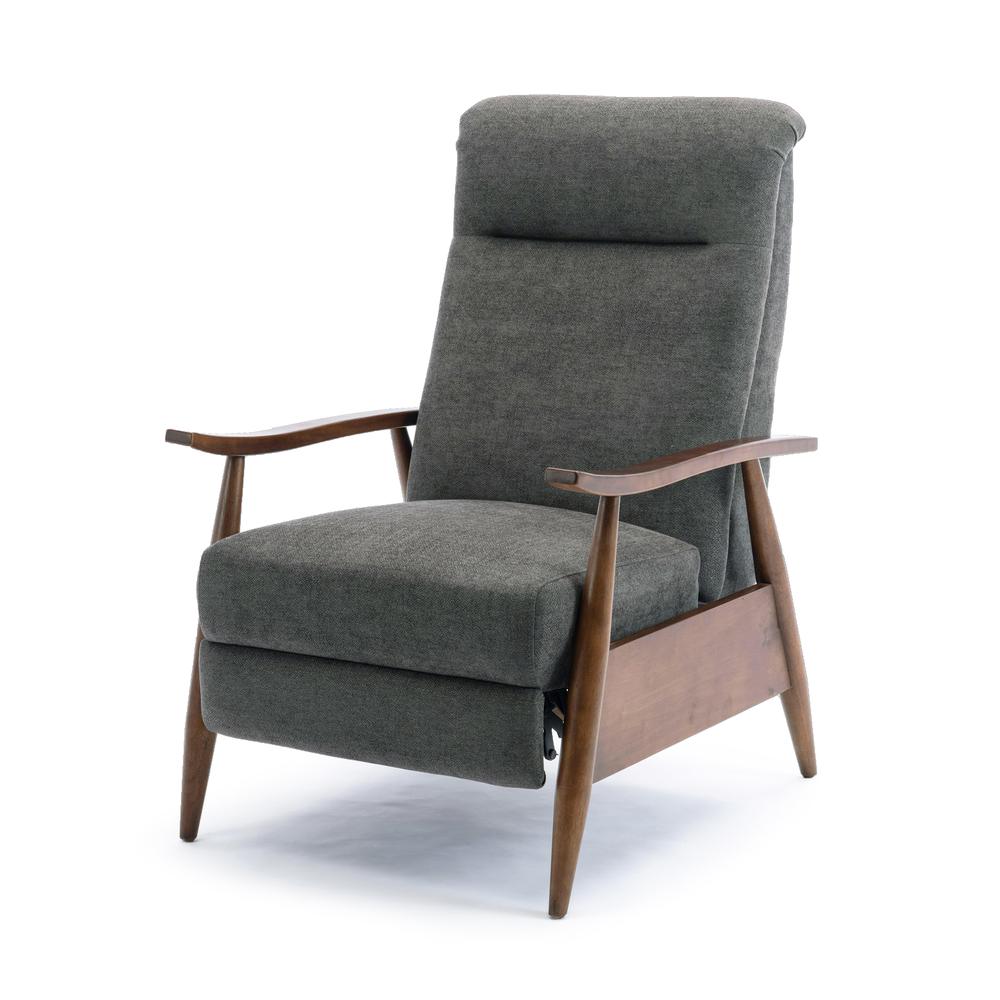 Soren Wood Arm Push Back Recliner - Charcoal. Picture 9