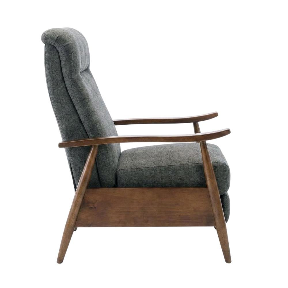 Wood Arm Push Back Recliner Chair with Polyester Upholstery for Living Room. Picture 3