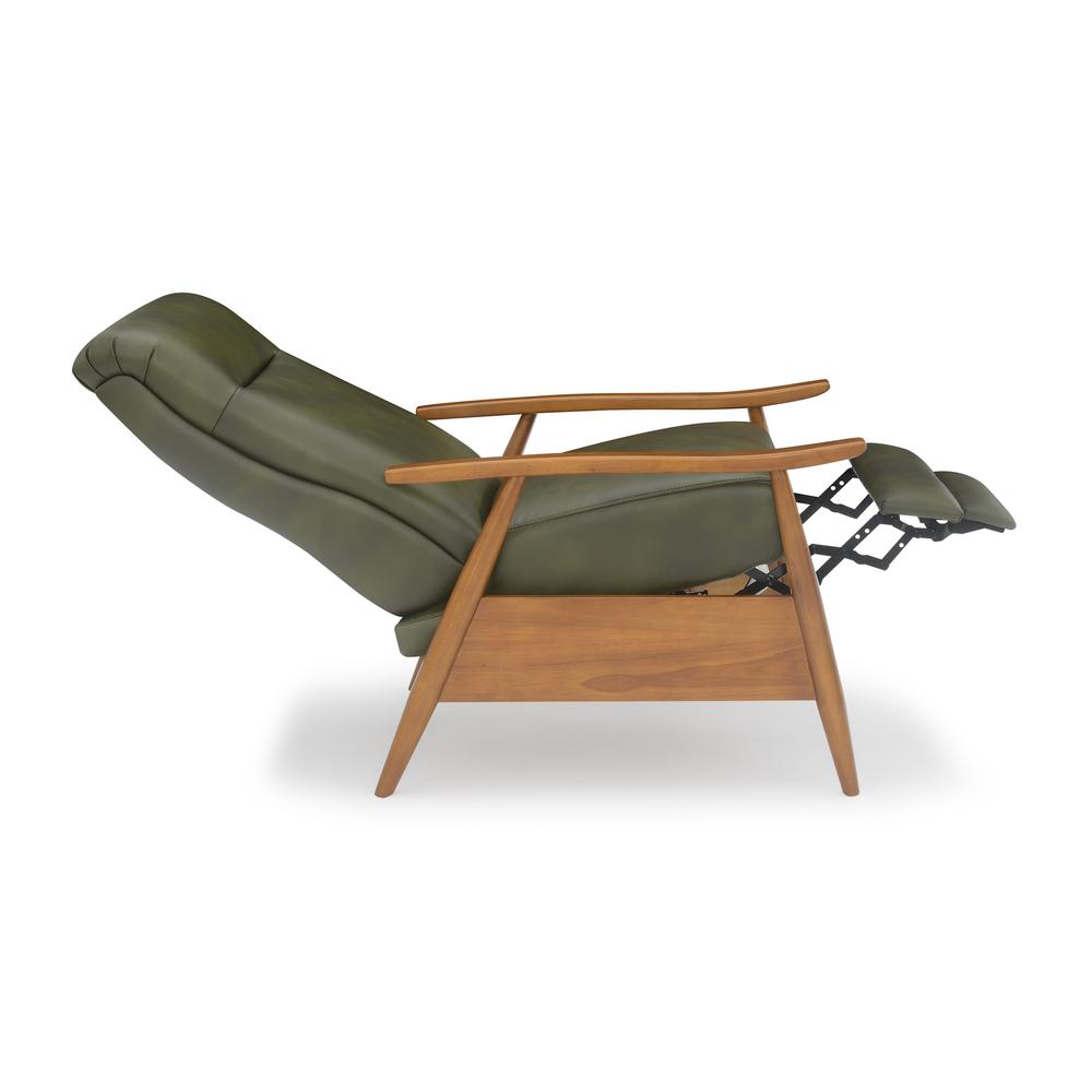 Solaris Wood Arm Push Back Recliner - Fern Green. Picture 9
