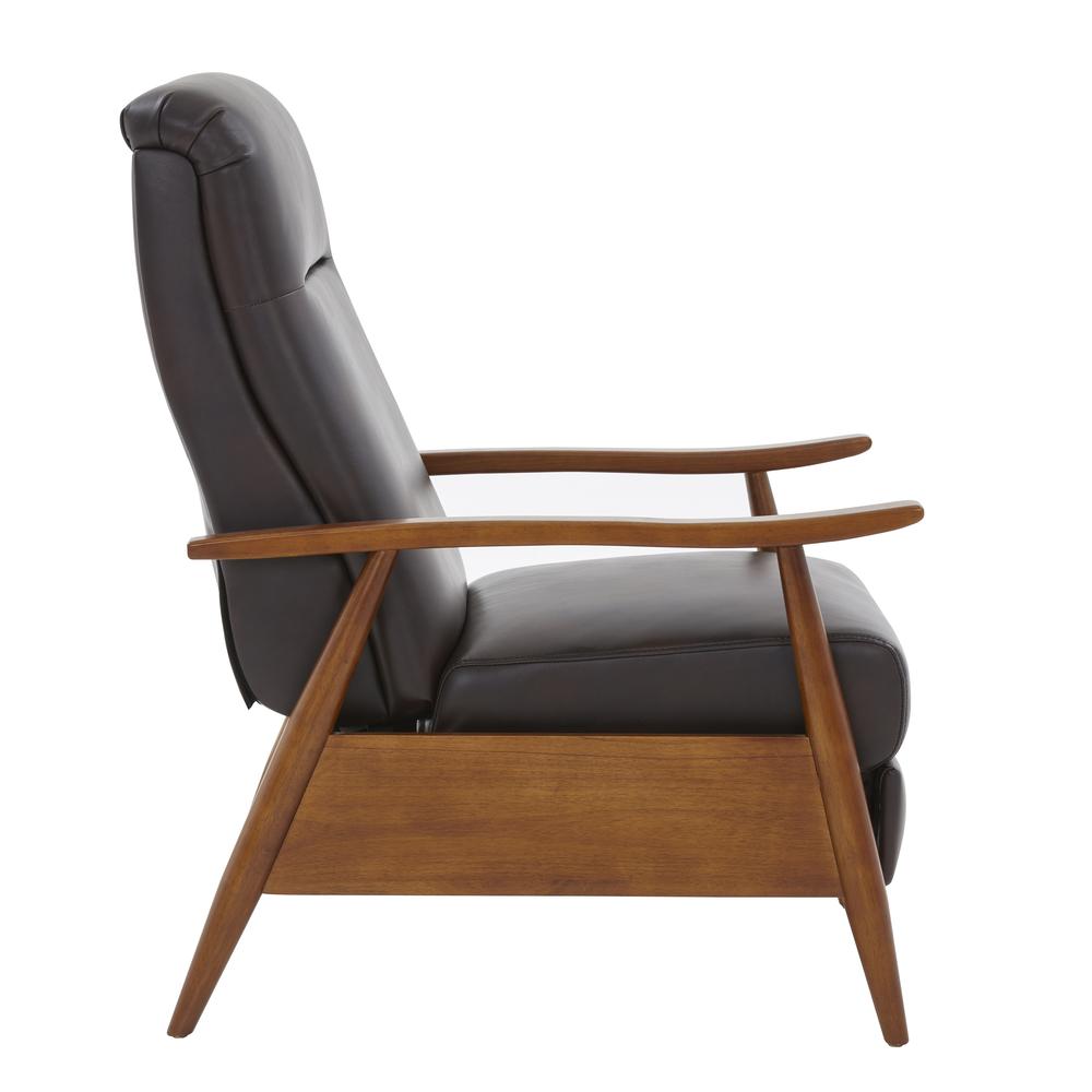 Solaris Wood Arm Push Back Recliner - Burnished Brown. Picture 3