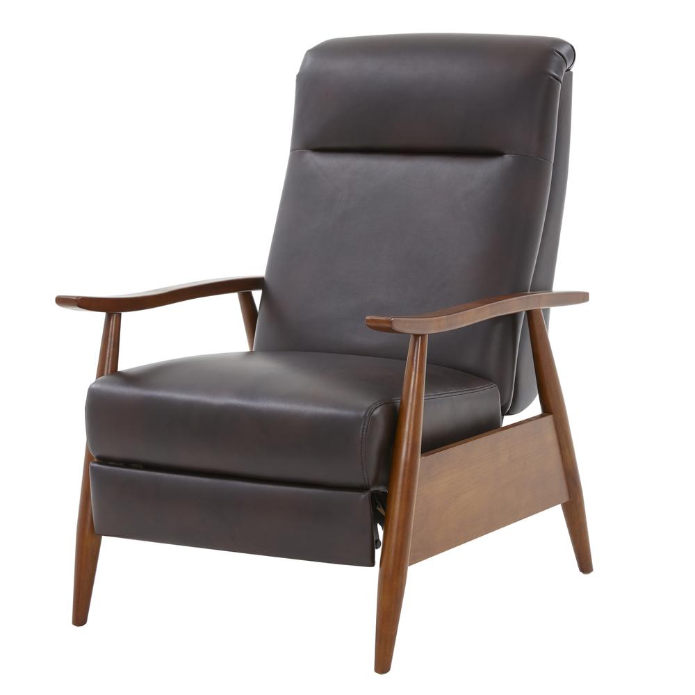 Solaris Wood Arm Push Back Recliner - Burnished Brown. Picture 5