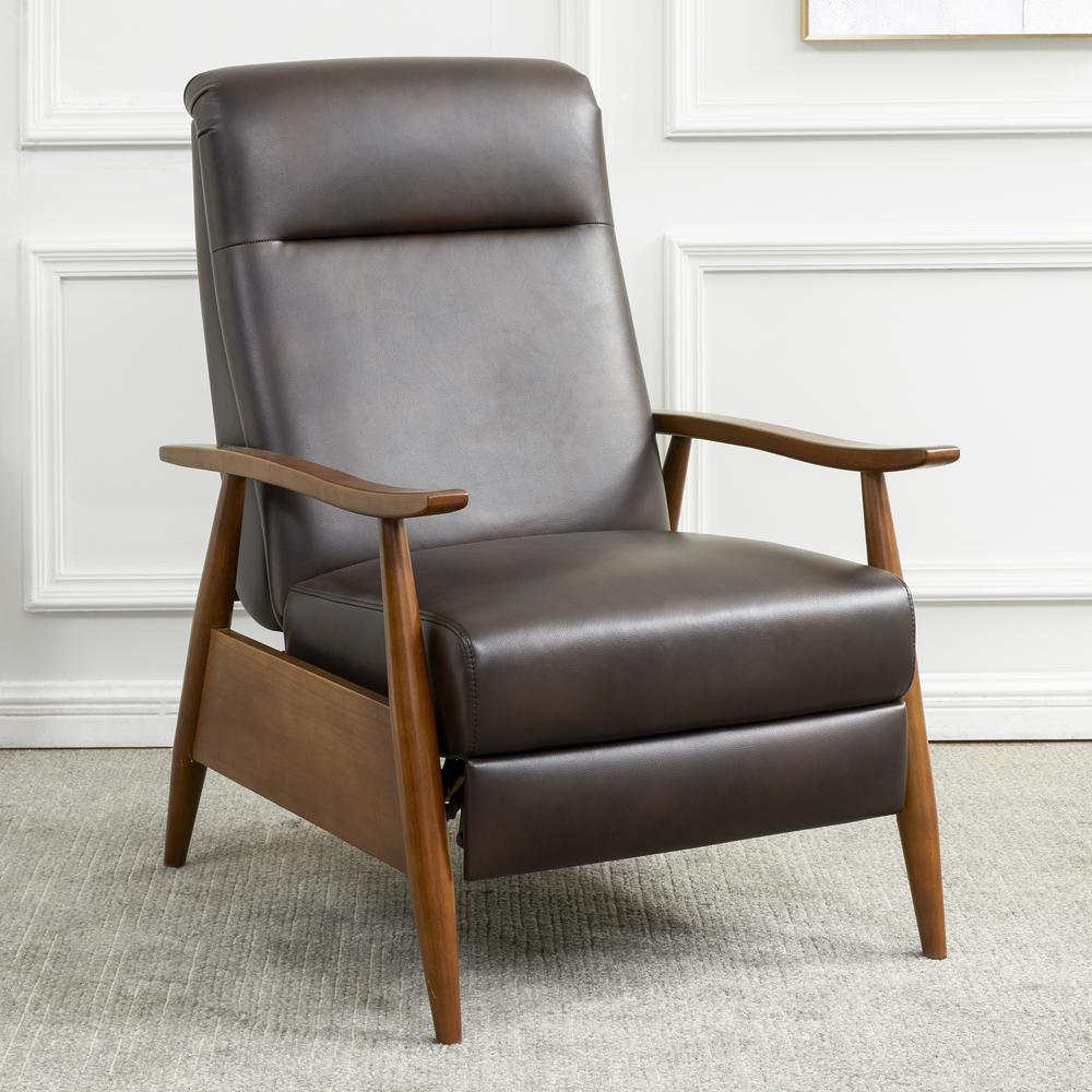 Solaris Wood Arm Push Back Recliner - Burnished Brown. Picture 2