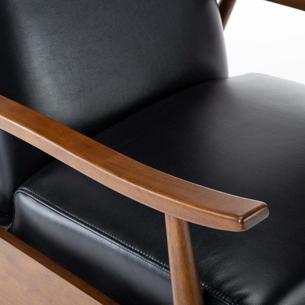 Solaris Wood Arm Push Back Recliner - Black. Picture 4