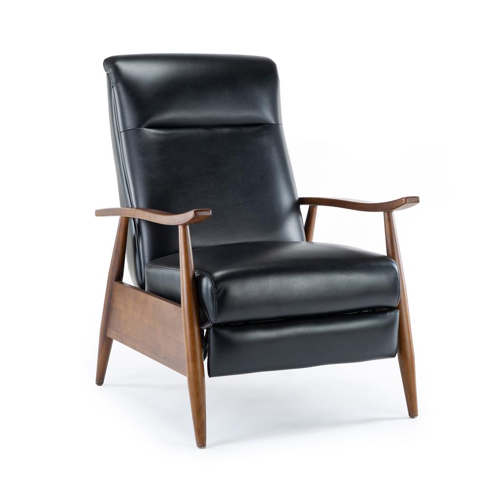 Solaris Wood Arm Push Back Recliner - Black. Picture 1