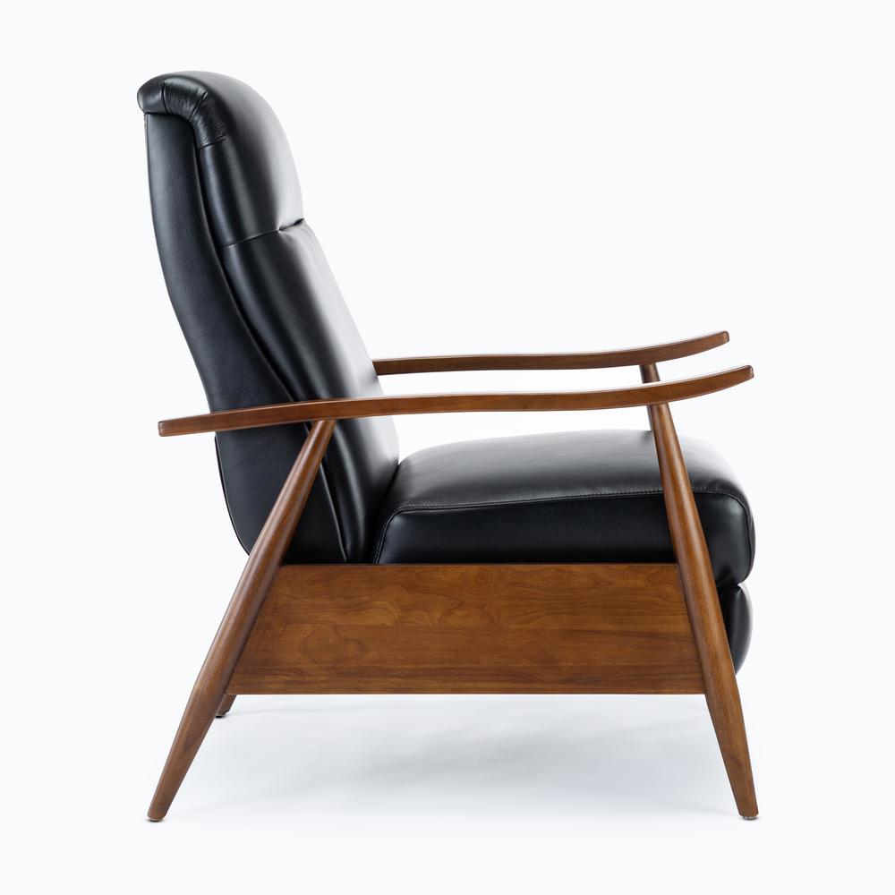 Solaris Wood Arm Push Back Recliner - Black. Picture 13
