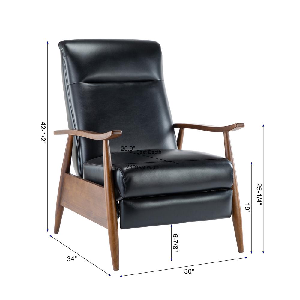 Solaris Wood Arm Push Back Recliner - Black. Picture 2