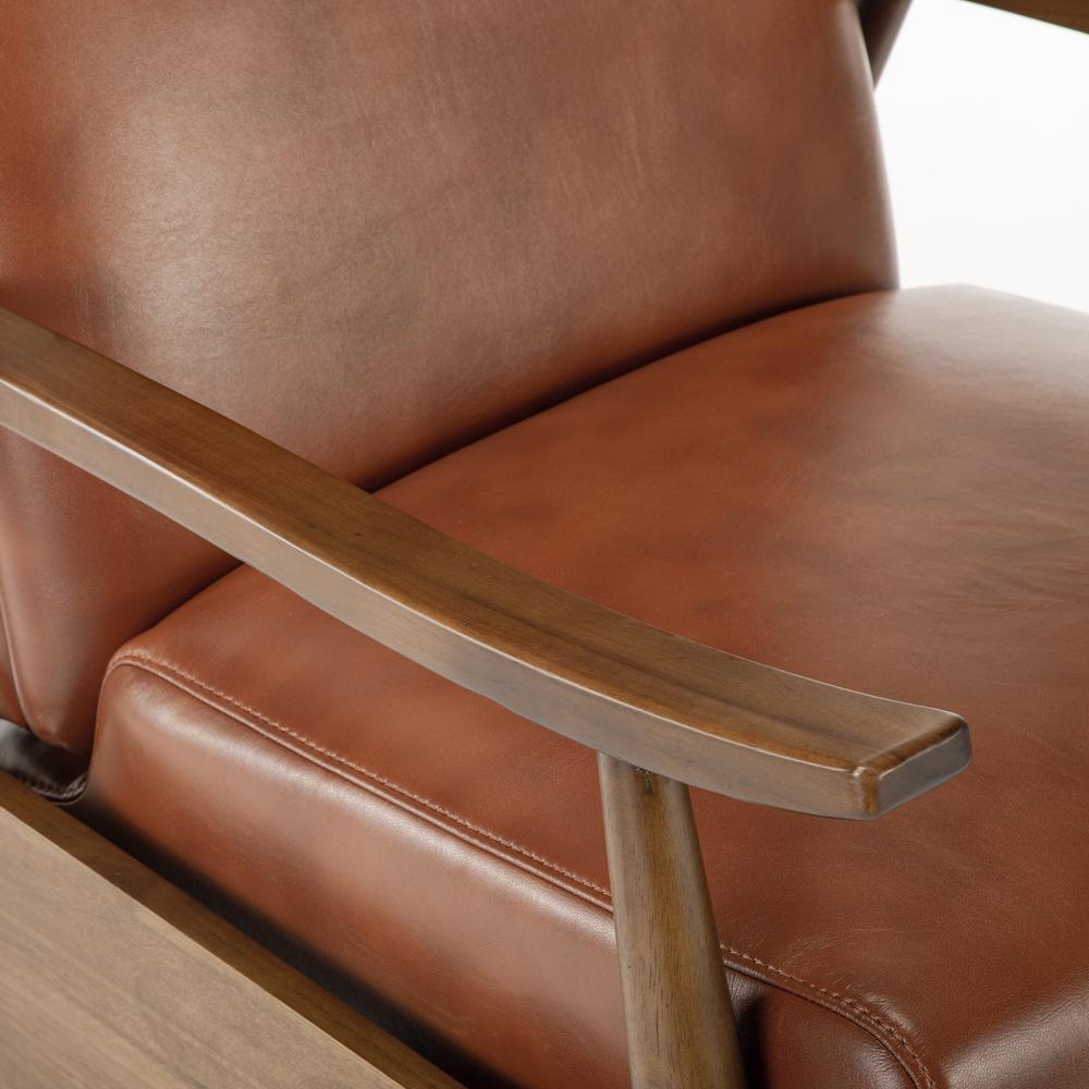 Solaris Wood Arm Push Back Recliner - Caramel. Picture 3
