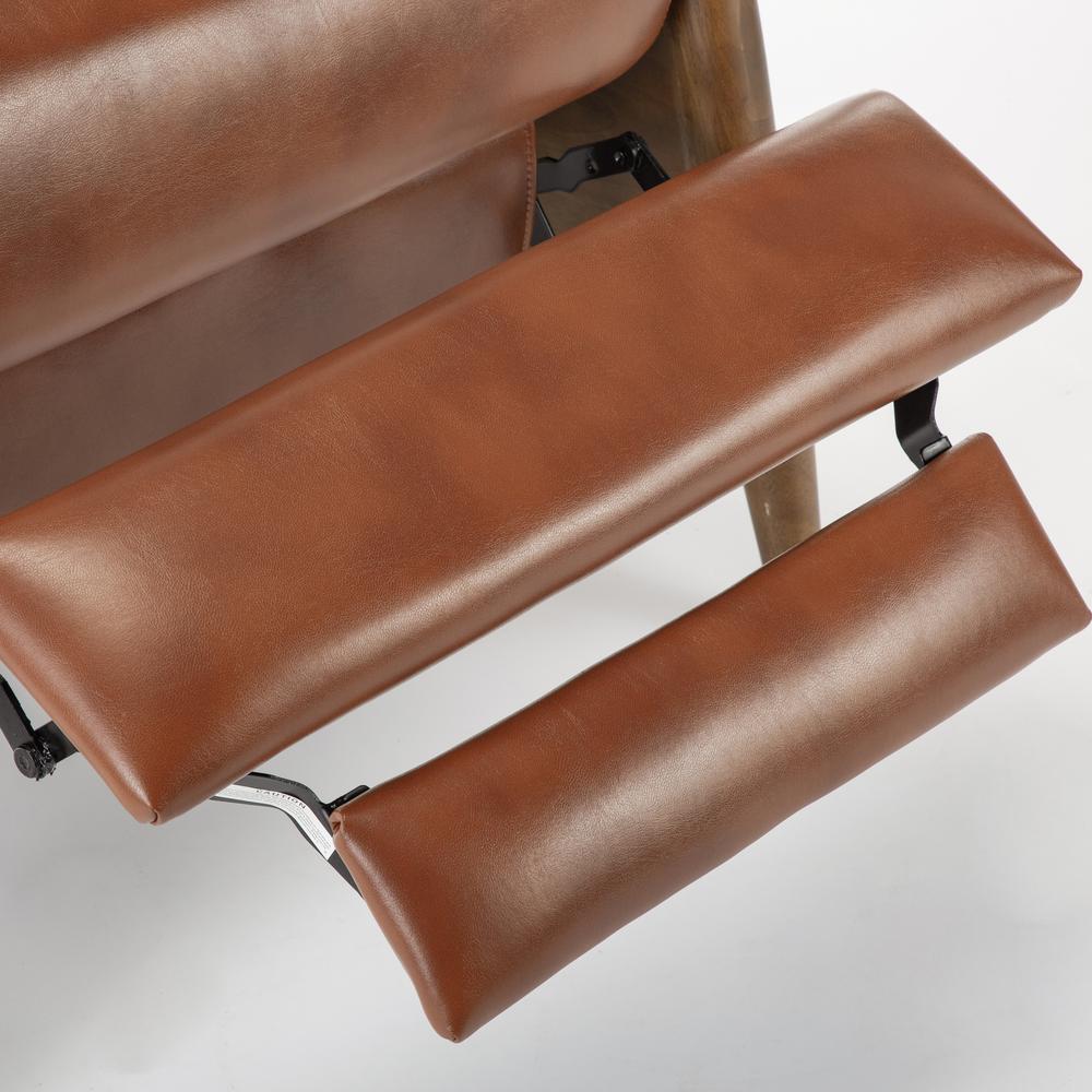 Solaris Wood Arm Push Back Recliner - Caramel. Picture 4