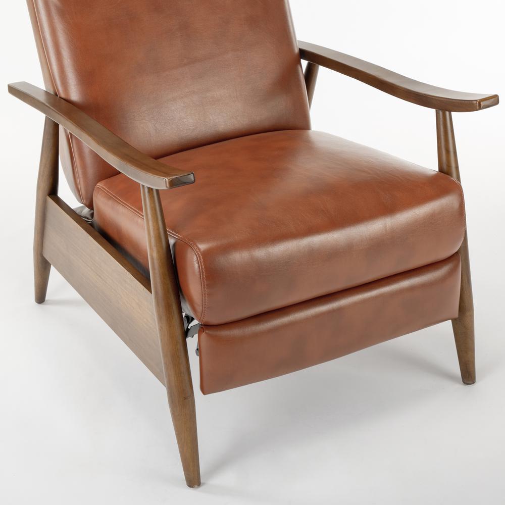 Solaris Wood Arm Push Back Recliner - Caramel. Picture 6