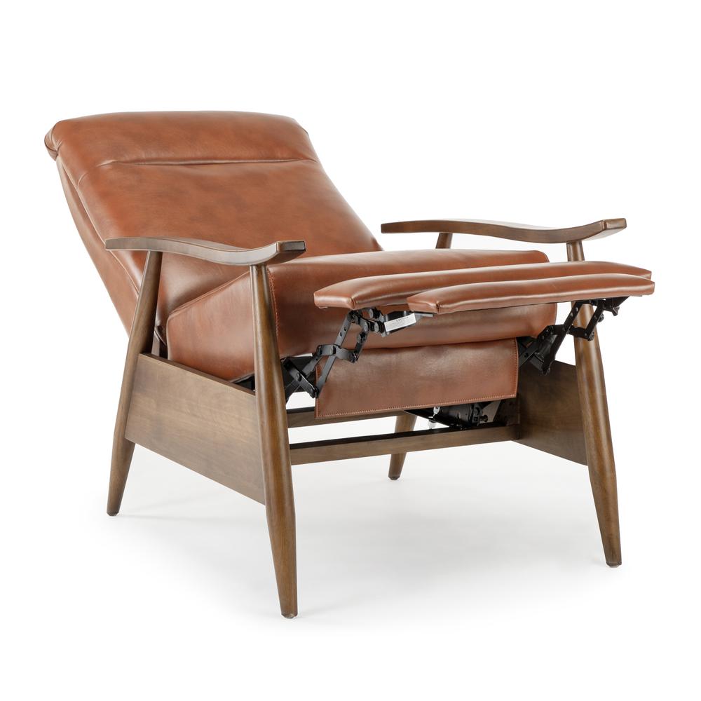 Solaris Wood Arm Push Back Recliner - Caramel. Picture 11
